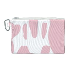 Cow Print, Pink, Design, Pattern, Animal, Baby Pink, Simple, Canvas Cosmetic Bag (large) by nateshop