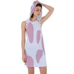 Cow Print, Pink, Design, Pattern, Animal, Baby Pink, Simple, Racer Back Hoodie Dress by nateshop