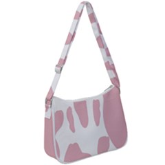 Cow Print, Pink, Design, Pattern, Animal, Baby Pink, Simple, Zip Up Shoulder Bag by nateshop