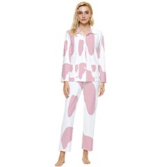 Cow Print, Pink, Design, Pattern, Animal, Baby Pink, Simple, Womens  Long Sleeve Velvet Pocket Pajamas Set