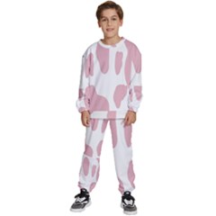 Cow Print, Pink, Design, Pattern, Animal, Baby Pink, Simple, Kids  Sweatshirt Set by nateshop