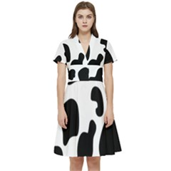 Black And White Cow Print,wallpaper Short Sleeve Waist Detail Dress by nateshop