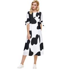 Black And White Cow Print,wallpaper Bow Sleeve Chiffon Midi Dress