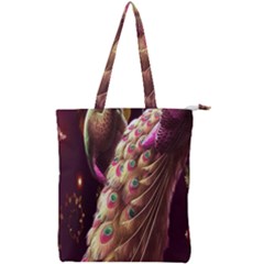 Peacock Dream, Fantasy, Flower, Girly, Peacocks, Pretty Double Zip Up Tote Bag by nateshop