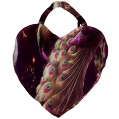 Peacock Dream, Fantasy, Flower, Girly, Peacocks, Pretty Giant Heart Shaped Tote by nateshop