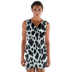 Black And White Cow Print 10 Cow Print, Hd Wallpaper Wrap Front Bodycon Dress by nateshop