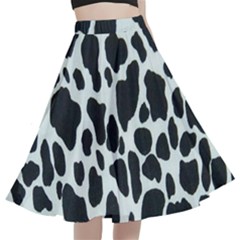 Black And White Cow Print 10 Cow Print, Hd Wallpaper A-line Full Circle Midi Skirt With Pocket by nateshop