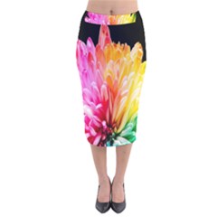 Abstract, Amoled, Back, Flower, Green Love, Orange, Pink, Velvet Midi Pencil Skirt by nateshop