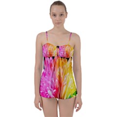 Abstract, Amoled, Back, Flower, Green Love, Orange, Pink, Babydoll Tankini Set by nateshop