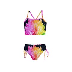 Abstract, Amoled, Back, Flower, Green Love, Orange, Pink, Girls  Tankini Swimsuit by nateshop