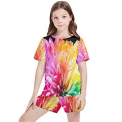 Abstract, Amoled, Back, Flower, Green Love, Orange, Pink, Kids  T-shirt And Sports Shorts Set