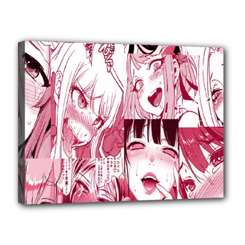 Ahegao Pink, Anime, Girl, Girlface, Girls, Pattern, White, Hd Canvas 16  x 12  (Stretched)