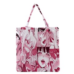 Ahegao Pink, Anime, Girl, Girlface, Girls, Pattern, White, Hd Grocery Tote Bag