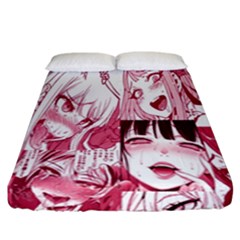 Ahegao Pink, Anime, Girl, Girlface, Girls, Pattern, White, Hd Fitted Sheet (California King Size)