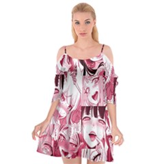 Ahegao Pink, Anime, Girl, Girlface, Girls, Pattern, White, Hd Cutout Spaghetti Strap Chiffon Dress by nateshop