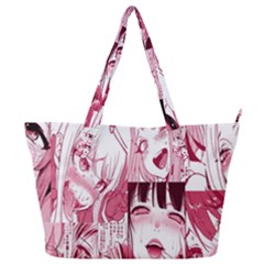 Ahegao Pink, Anime, Girl, Girlface, Girls, Pattern, White, Hd Full Print Shoulder Bag by nateshop