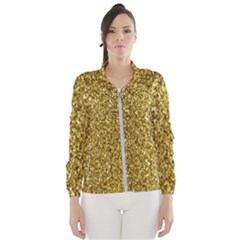 Gold Glittering Background Gold Glitter Texture, Close-up Women s Windbreaker by nateshop