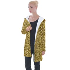 Gold Glittering Background Gold Glitter Texture, Close-up Longline Hooded Cardigan by nateshop