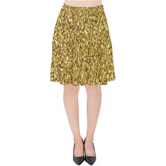 Gold Glittering Background Gold Glitter Texture, Close-up Velvet High Waist Skirt by nateshop
