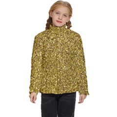 Gold Glittering Background Gold Glitter Texture, Close-up Kids  Puffer Bubble Jacket Coat by nateshop