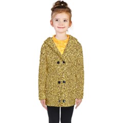 Gold Glittering Background Gold Glitter Texture, Close-up Kids  Double Breasted Button Coat by nateshop