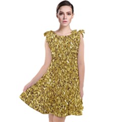 Gold Glittering Background Gold Glitter Texture, Close-up Tie Up Tunic Dress by nateshop