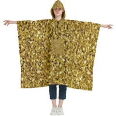 Gold Glittering Background Gold Glitter Texture, Close-up Women s Hooded Rain Ponchos by nateshop