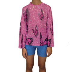 Butterfly, Girl, Pink, Wallpaper Kids  Long Sleeve Swimwear by nateshop