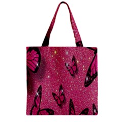 Butterfly, Girl, Pink, Wallpaper Zipper Grocery Tote Bag by nateshop