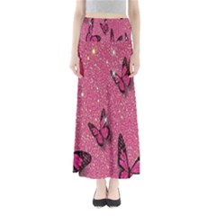 Butterfly, Girl, Pink, Wallpaper Full Length Maxi Skirt by nateshop