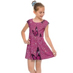 Butterfly, Girl, Pink, Wallpaper Kids  Cap Sleeve Dress by nateshop