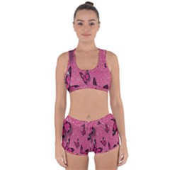 Butterfly, Girl, Pink, Wallpaper Racerback Boyleg Bikini Set by nateshop