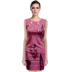 Butterfly, Girl, Pink, Wallpaper Sleeveless Velvet Midi Dress by nateshop