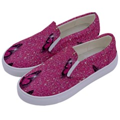 Butterfly, Girl, Pink, Wallpaper Kids  Canvas Slip Ons by nateshop