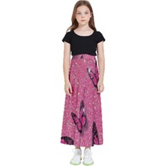 Butterfly, Girl, Pink, Wallpaper Kids  Flared Maxi Skirt by nateshop