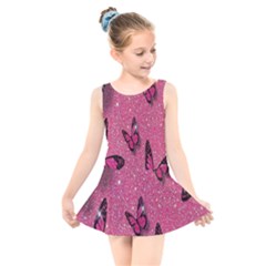 Butterfly, Girl, Pink, Wallpaper Kids  Skater Dress Swimsuit by nateshop