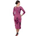 Butterfly, Girl, Pink, Wallpaper Quarter Sleeve Midi Velour Bodycon Dress View2