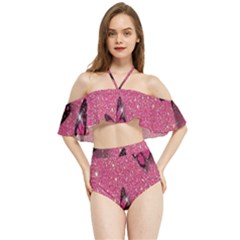 Butterfly, Girl, Pink, Wallpaper Halter Flowy Bikini Set  by nateshop