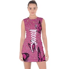 Butterfly, Girl, Pink, Wallpaper Lace Up Front Bodycon Dress by nateshop