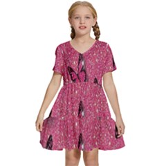 Butterfly, Girl, Pink, Wallpaper Kids  Short Sleeve Tiered Mini Dress by nateshop