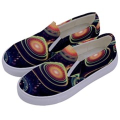 Psychedelic Trippy Abstract 3d Digital Art Kids  Canvas Slip Ons by Bedest