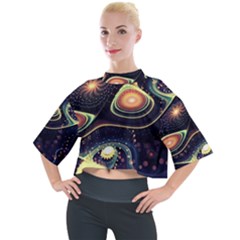 Psychedelic Trippy Abstract 3d Digital Art Mock Neck T-shirt