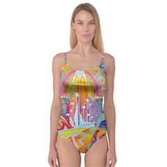 Multicolored Optical Illusion Painting Psychedelic Digital Art Camisole Leotard  by Bedest