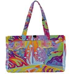 Multicolored Optical Illusion Painting Psychedelic Digital Art Canvas Work Bag