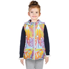 Multicolored Optical Illusion Painting Psychedelic Digital Art Kids  Hooded Puffer Vest by Bedest