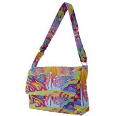 Multicolored Optical Illusion Painting Psychedelic Digital Art Full Print Messenger Bag (l) by Bedest