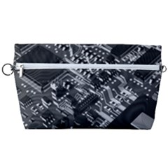 Black And Gray Circuit Board Computer Microchip Digital Art Handbag Organizer by Bedest