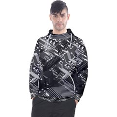 Black And Gray Circuit Board Computer Microchip Digital Art Men s Pullover Hoodie by Bedest