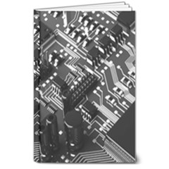 Black And Gray Circuit Board Computer Microchip Digital Art 8  X 10  Hardcover Notebook by Bedest