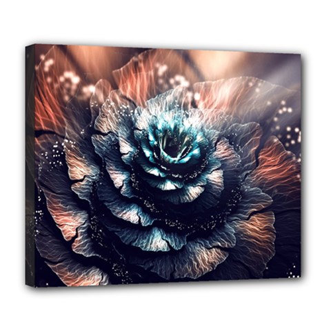 Blue And Brown Flower 3d Abstract Fractal Deluxe Canvas 24  X 20  (stretched) by Bedest